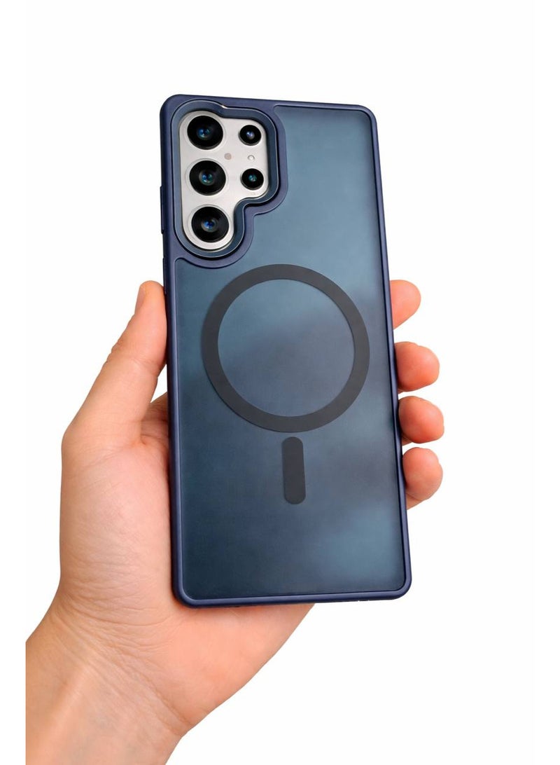 ECO Magnetic case for Samsung Galaxy S25 Ultra, Full Camera Protection with lens, Compatible with wireless charging, Transparent clear, Shockproof Case For samsung s25 ultra (Translucent Blue) - Image 2